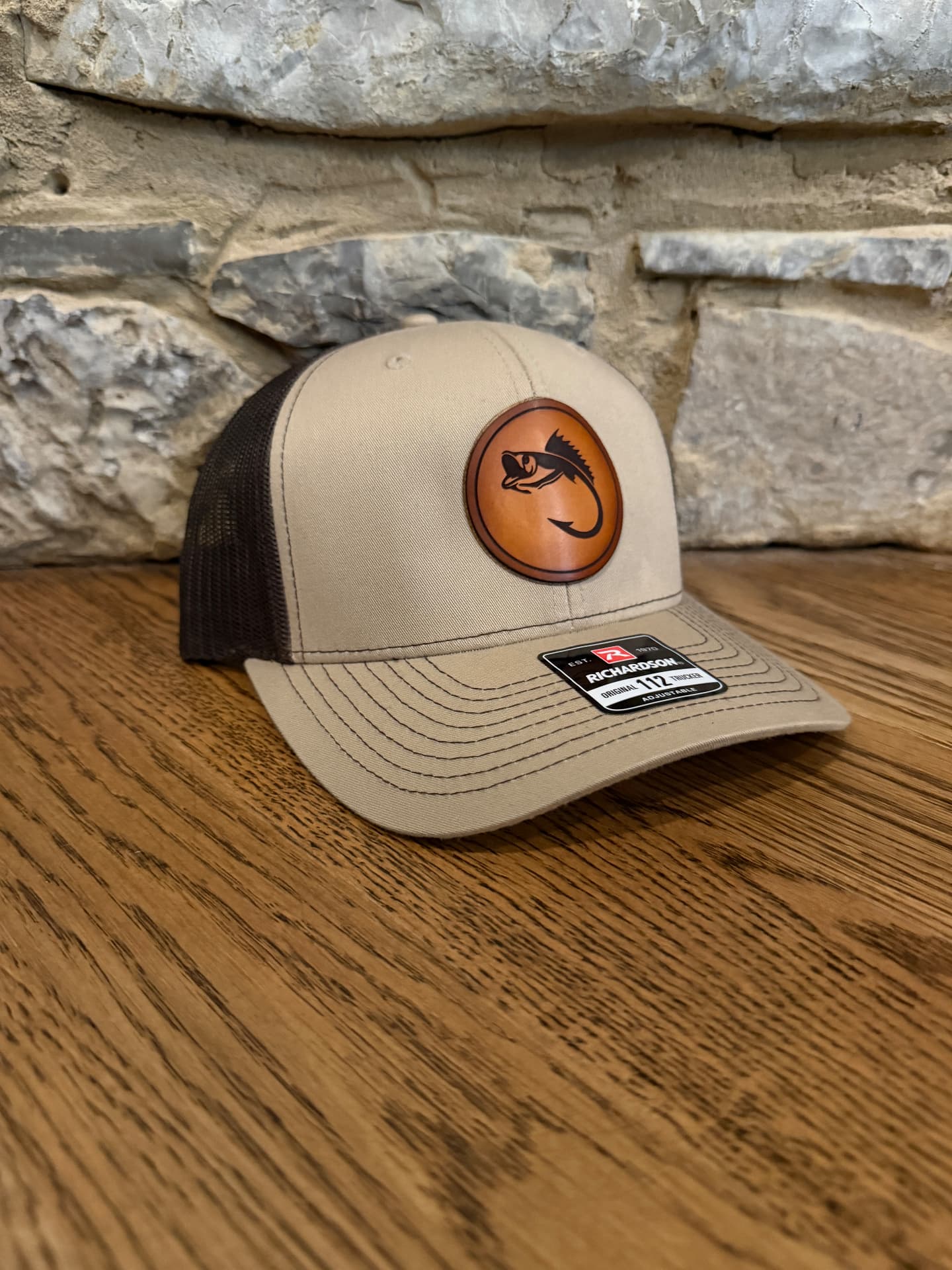 Fish Hook Fish Leather Patch Hat