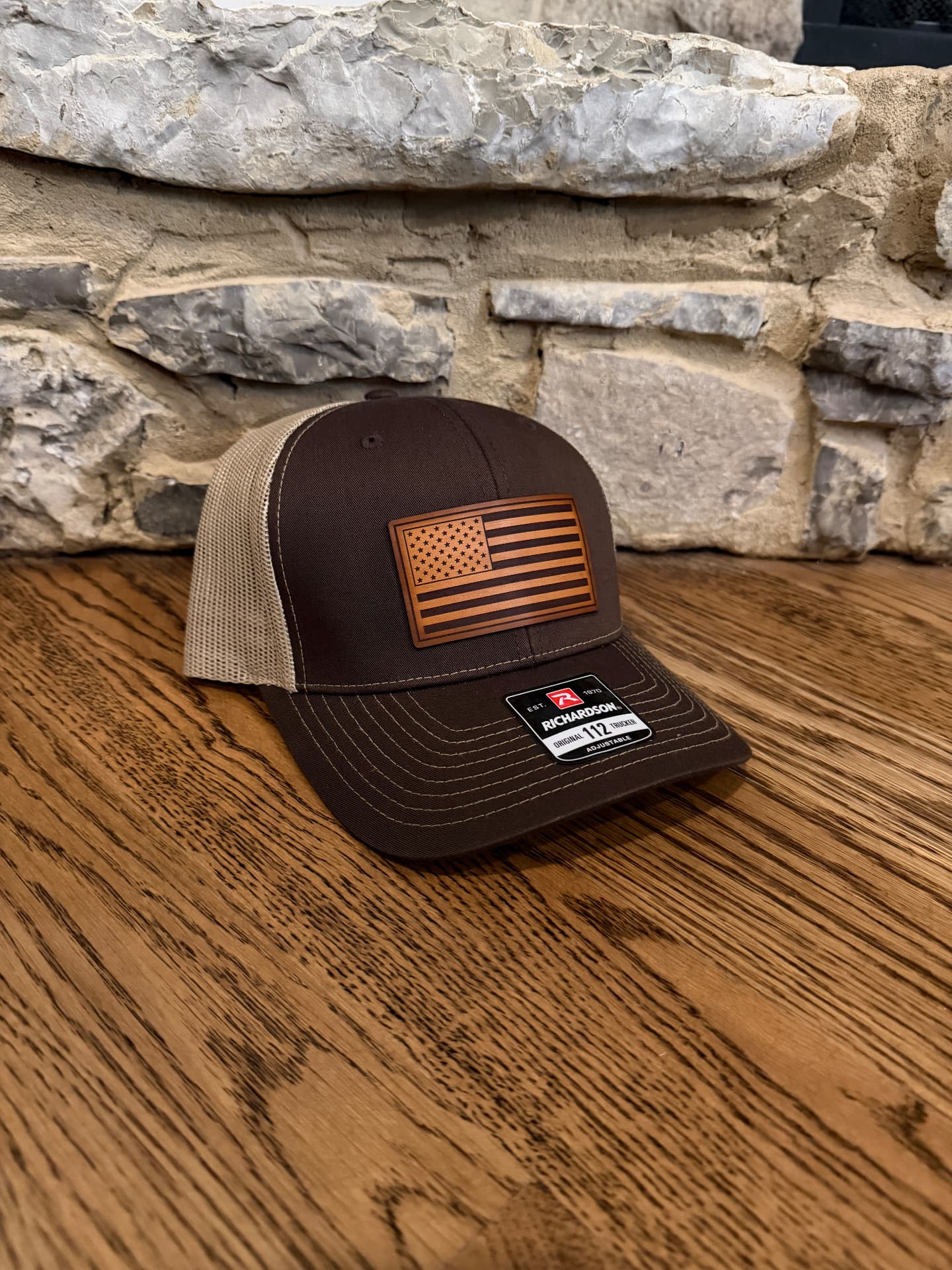 American Flag T Leather Patch Hat